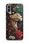 Redmi 9A Compatible Leopard Red Flower Printed Transparent Phone Case