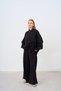 Women's Stitching Detail Hooded Tracksuit Set Black - 3