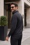 Men's Camisole Model Two-Pocket Jacket Flat Bottom Tracksuit Set 2711 Black-Black - 3