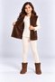 Girl's Zippered Plush Soft and Warm Daily Vest Ak4122