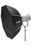 صندوق إضاءة ناعم ثماني الأضلاع مقاس 28 بوصة/70 سم، صندوق إضاءة سريع التركيب بقاعدة بوينز مع شبكة خلية النحل، ناشرات ضوء.