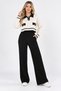 Women's Knitwear Sweater Trouser Set – Polo Collar Stripe Detailed Knitted 2-Piece Crop Set