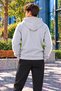 Men's Striped Detail Hooded Sweatshirt with Kangaroo Pocket - 3