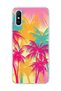 Redmi 9A Compatible Pink Yellow Palm Printed Transparent Phone Case