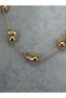 Gold Color Curved Irregular Shape Bead Detailed Chain Modern Stylish Women's Necklace - 2