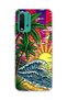 Redmi 9t Compatible Palm Wave Sunset Printed Transparent Phone Case