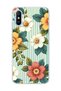 Redmi 9A Compatible Retro Striped Floral Printed Transparent Phone Case