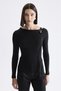 Women's Boat Neck Accessory Knitwear Sweater Black