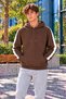 Men's Striped Detail Hooded Sweatshirt with Kangaroo Pocket - 2