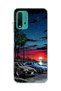 Redmi 9t Compatible Sports Cars Night Coast Printed Transparent Phone Case