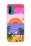 Redmi 9t Compatible Pink Purple Coast Printed Transparent Phone Case