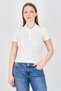Women Regular Fit Short Sleeve Ribbed Polo Shirt, White
