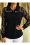 Women's long sleeve ruffled waffle knit blouse - 2