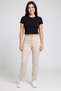 Women Slim Fit Plain Straight Leg Pants, Beige - 2