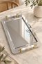 Milas Steel Tea Coffee Breakfast and Presentation Tray 48 X 28 cm White Patterned with Handles and Gold Detail