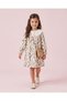 Girls Cream Floral Printed Long Sleeve Dress - 2