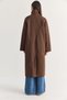 Women's Bitter Brown Lined Stand Collar Pocket Detailed Snap Closure Long Trench Coat 2855 60286592 - 7