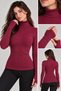 Women's Turtleneck High Neck Ultra Soft Ribbed Flexible Slim Fit Basic Burgundy Sweater Blouse Body - 5
