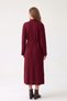 Women's Burgundy Belted Ribbed Midi Length Knitwear Dress - 3