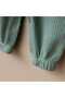 Newborn Baby Girl and Boy Cotton Waffle Textured Jumpsuit Set Hospital Release Green - 4