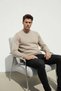 Interview 0 Collared Regular Fit Basic Beige Knitwear Sweater - 5