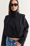 Women's Stand Collar Double Breasted Buttoned Epaulets and Pocket Detailed Lined Short Trench Coat 5677 60286667 - 4