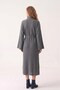 Women's Gray Belted Ribbed Midi Length Knitwear Dress - 4