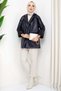 Oversize Leather Jacket Navy Blue Hm2338 - 2