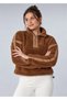 Women's Plush Oversize Half-Zipper Sweatshirt with Stripe Detail - 3
