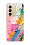 Realme C75 Compatible Pink Brushstroke Printed Transparent Phone Case