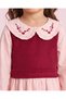Girls Pink Embroidered Collar Long Sleeve Dress - 3