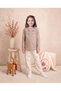 Girls & Baby Cotton Single Jersey Cat Printed Straight Leg Long Sleeve Pajama Set Stone