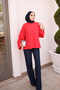 Red Crew Neck Oversize Modal Sweatshirt - 3