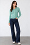 Women's Snap Fastener Polo Collar Long Sleeve Knit Sweater - 3