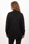 Women's Black V-Neck Floral Motif Beaded Embroidered Loose Knitwear Cardigan - 4