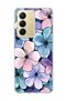 Realme C75 Compatible Purple Blue Floral Printed Transparent Phone Case
