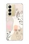Realme C75 Compatible Line and Leaf Printed Transparent Phone Case