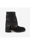 Women's Rubber Sole 5cm Heeled Zippered Suede Leather Boots 51432