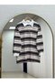 Gülnisa Multi Striped Polo Collar Skuba Sweat-Na943.1 Black - 2