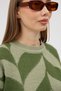 Crew Neck Patterned Knit Sweater - Green - 3