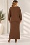 Plus size slit skirt suit brown - 5
