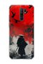 Redmi 9 Compatible Samurai Red Sun Crow Printed Transparent Phone Case