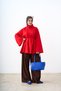 Women's Stand Collar Tunic with Piping Detail Red - 3