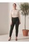 Women's Plus Size Gathering Fabric Trousers Elastic Waist Lycra Narrow Leg Khaki - 3