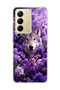 Realme C75 Compatible Wolf and Purple Flower Printed Transparent Phone Case