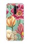 Redmi 9 Compatible Big Flower Mint Green Printed Transparent Phone Case