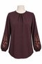 Women's Lycra Winter Knitwear for Middle Age and Above, Mother's Combed Cotton Blouse, New Season, Embroidered Sleeves, Twisted Pattern, Elastic Sleeves - 3