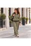 Women's Hooded Stripe Detailed 3 Thread Raster Detailed Top and Bottom Tracksuit Set Mta031 - 3