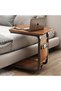 C Shaped end Table, Modern Creative Design Coffeee Table with Wheels and Side Pocket,Slide Under Sof - 2