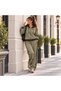 Women's Hooded Stripe Detailed 3 Thread Raster Detailed Top and Bottom Tracksuit Set Mta031